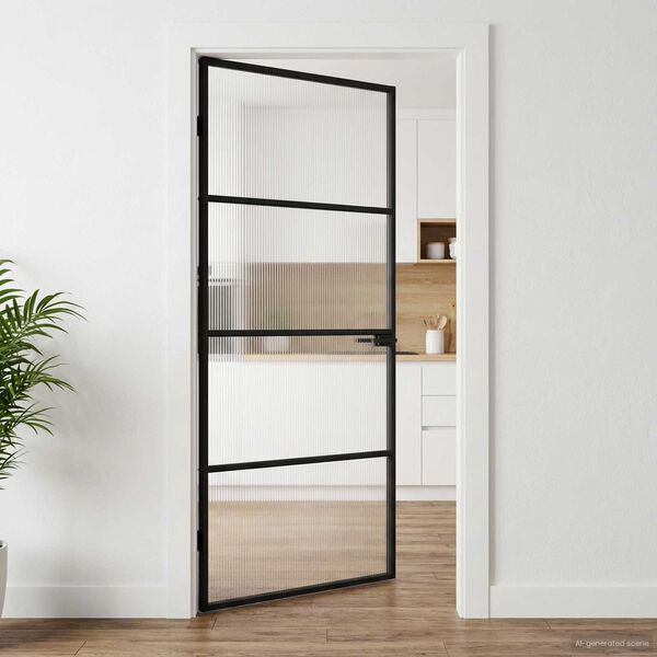 vidaXL Hjem D&oslash;r 93 x 201,5 x 3,5 cm Aluminium og h&aelig;rdet glas