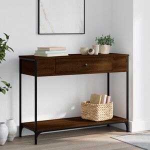 vidaXL konsolbord 100x34,5x75 cm konstrueret tr&aelig; brunt egetr&aelig;