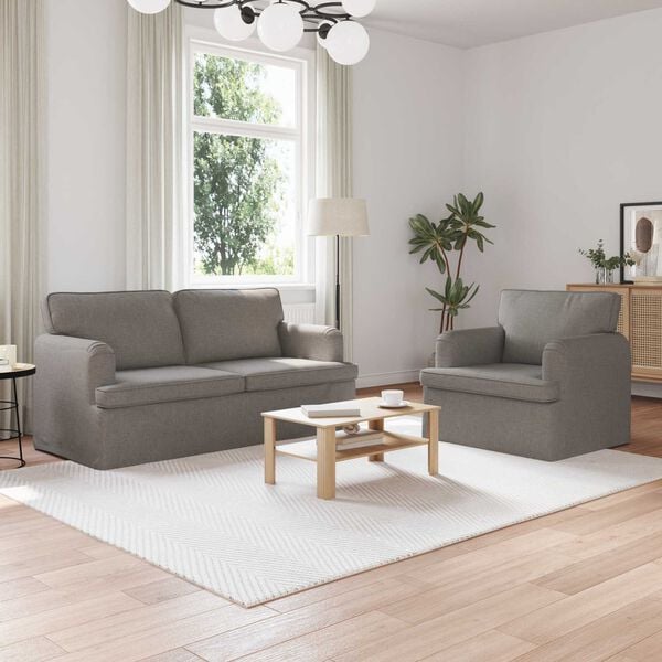 vidaXL Sofa 2 pcs Gr&aring;brun 162 x 80 x 85 cm Stof