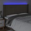 vidaXL sengegavl med LED-lys 183x16x118/128 cm stof gr&aring;brun