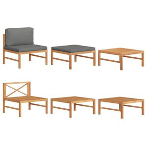 vidaXL lounges&aelig;t til haven 3 dele med m&oslash;rkegr&aring; hynder teaktr&aelig;