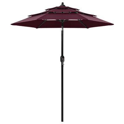 vidaXL parasol med aluminiumsstang i 3 niveauer 2 m bordeaux