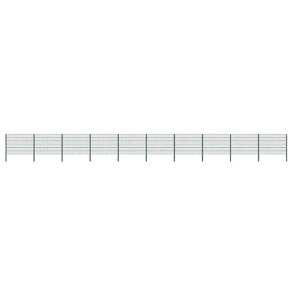 vidaXL hegnspanel med stolper jern 1730x120 cm gr&oslash;n