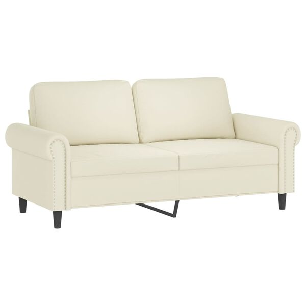 vidaXL 2-personers sofa med pyntepuder 140 cm velour cremefarvet