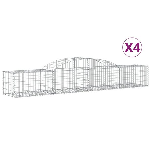 vidaXL buede gabionkurve 4 stk. 300x50x40/60 cm galvaniseret jern