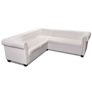 vidaXL 5-personers sofa Chesterfield-look kunstlæder hvid