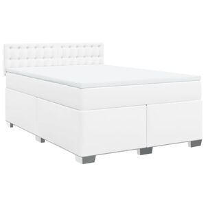 vidaXL kontinentalseng med madras 140x200 cm kunstl&aelig;der hvid