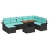 vidaXL Havesofa S&aelig;t med pude med opbevaring 9 pcs Sort polyrattan