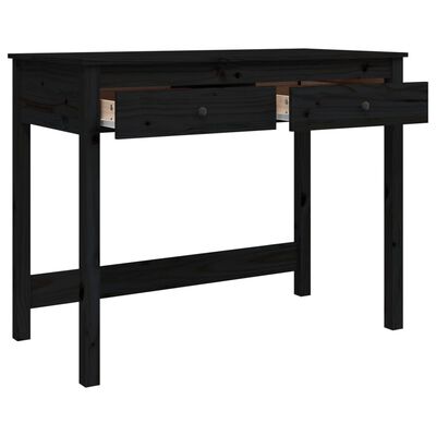 vidaXL skrivebord med skuffer 100x50x78 cm massivt fyrretræ sort