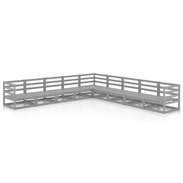 vidaXL loungesæt til haven 9 dele massivt fyrretræ grå