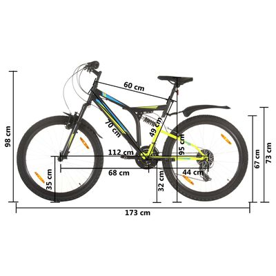 vidaXL mountainbike 21 gear 26 tommer hjul 49 cm sort