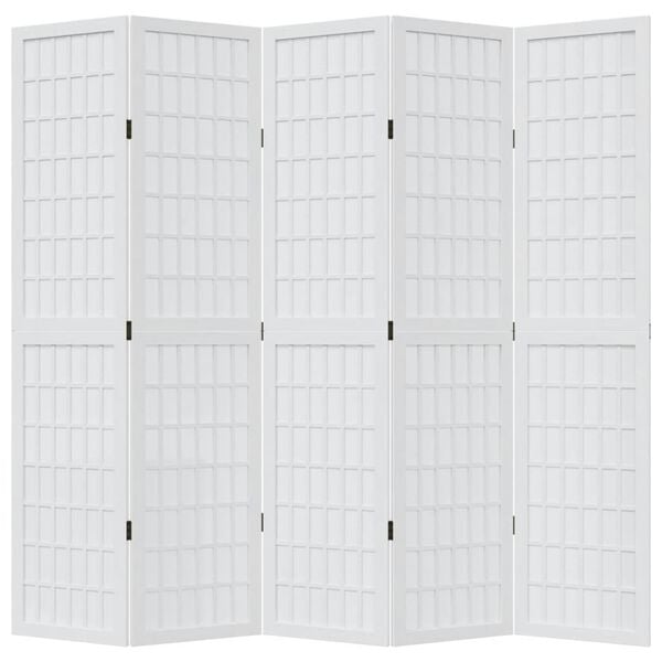 vidaXL rumdeler 5 paneler massivt kejsertr&aelig; hvid