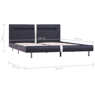 vidaXL sengestel med LED 180 x 200 cm sort kunstlæder