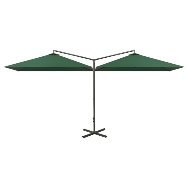 vidaXL dobbelt parasol 600x300 cm st&aring;lstang gr&oslash;n