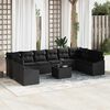 vidaXL Havesofa S&aelig;t 11 pcs Sort Poly rattan