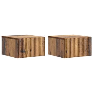 vidaXL V&aelig;gh&aelig;ngt Natbord med skuffe 2 pcs Gammelt tr&aelig; 33 x 34,5 x 20 cm