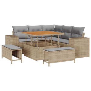 vidaXL Havesofa S&aelig;t med pude 8 pcs Beige polyrattan