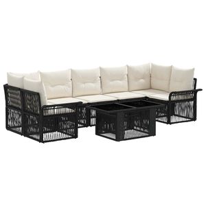 vidaXL Havesofa S&aelig;t 8 stk. Sort og Cremehvid polyrattan