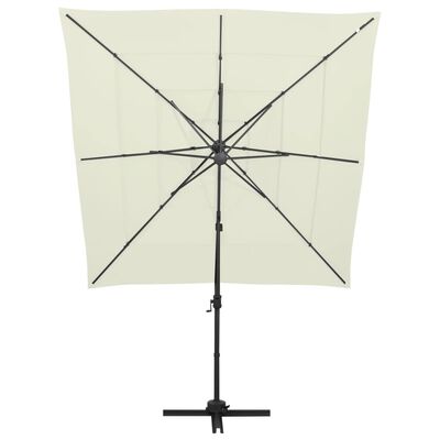 vidaXL parasol med aluminiumsstang i 4 niveauer 250x250 cm sandfarvet