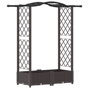 vidaXL H&aelig;vet Bed med Trellis og Tag Brun 124 x 40 x 123 cm PP