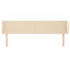 vidaXL sengegavl med kanter 203x23x78/88 cm stof cremefarvet