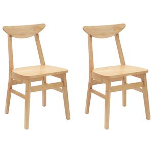 vidaXL Spisestole 2 stk. Massiv Gummitr&aelig; Naturfarvet 42 x 47,5 x 81 cm