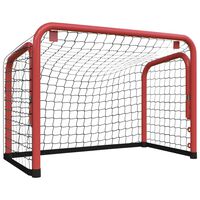 vidaXL hockeymål med net 68x32x47 cm stål og polyester rød og sort