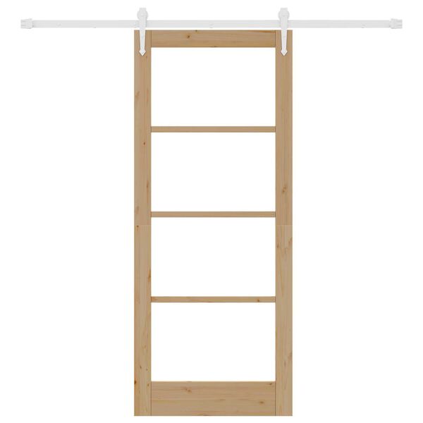 vidaXL Skyded&oslash;r Naturfarvet 83 x 202 cm Massivt fyrretr&aelig; og glas