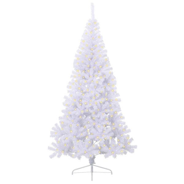 vidaXL Kunstigt juletr&aelig; med 300 LED'er Hvid 240 cm PVC og St&aring;l
