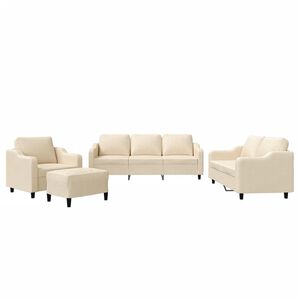 vidaXL sofas&aelig;t 4 dele med hynder stof cremefarvet
