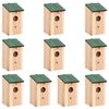vidaXL fuglehuse 10 stk. 12x12x22 cm massivt fyrretr&aelig;