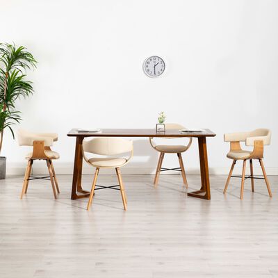 vidaXL spisebordsstole 4 stk. kunstlæder og bøjet træ cremefarvet