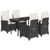 vidaXL spisebordss&aelig;t til haven 5 dele med hynder polyrattan sort