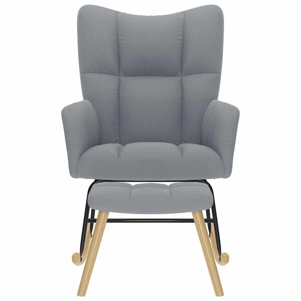 vidaXL gyngestol med fodskammel stof lysegr&aring;