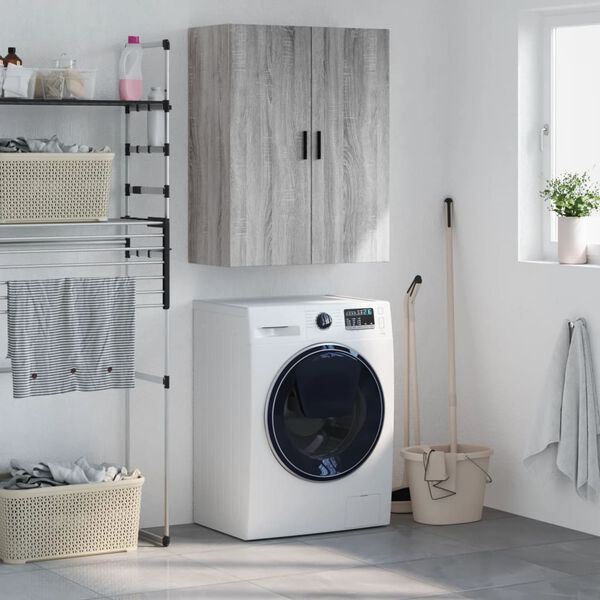 vidaXL væghængt skab 69,5x34x90 cm konstrueret træ grå sonoma-eg