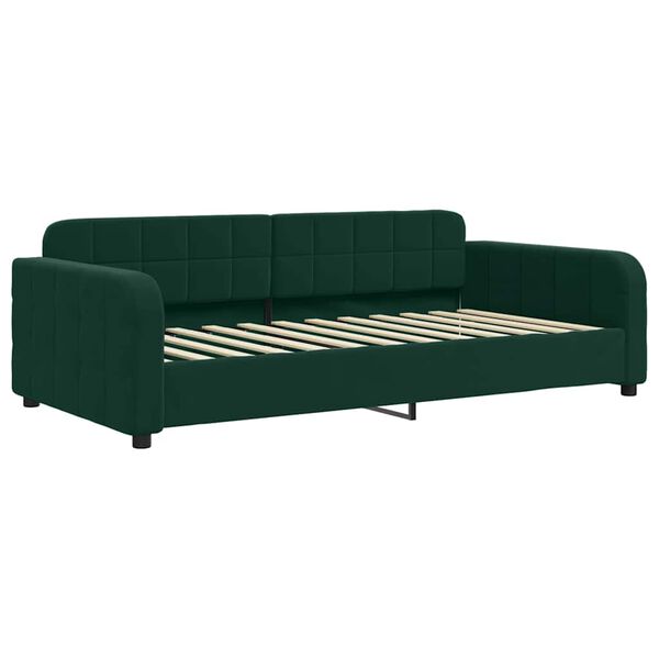 vidaXL daybed med udtr&aelig;k og madras 100x200 cm velour m&oslash;rkegr&oslash;n