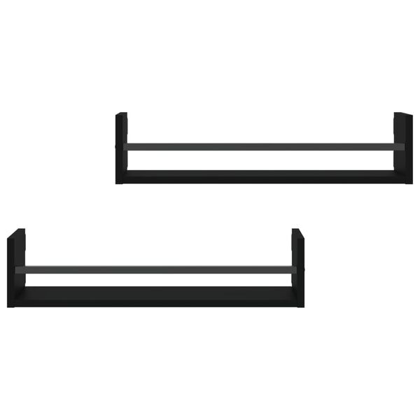 vidaXL væghylder med stænger 2 stk. 60x16x14 cm sort