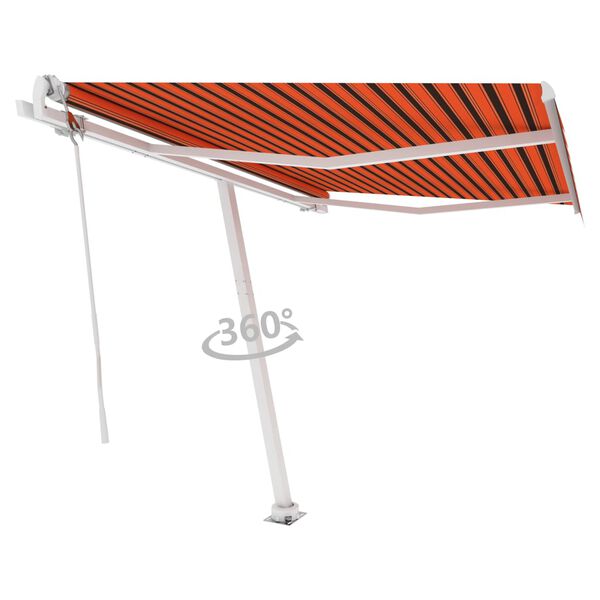 vidaXL fritst&aring;ende markise 300x250 cm automatisk betjening orange/brun