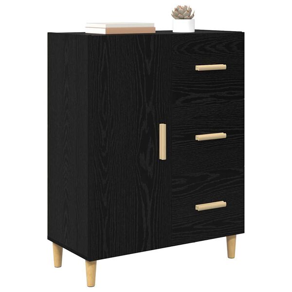 vidaXL Sideboard med skuffe Sort eg 34 x 69,5 x 90 cm Konstrueret tr&aelig;