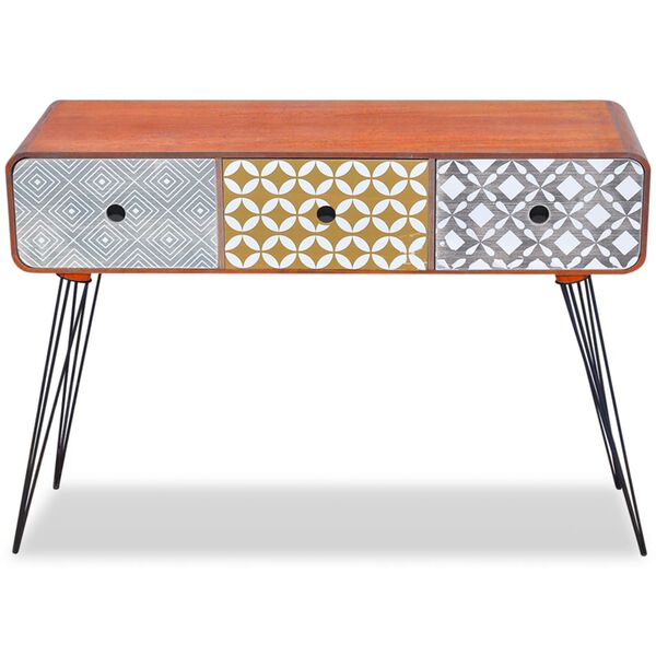 vidaXL konsolbord med 3 skuffer brun