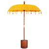 vidaXL Balinesisk parasol med base 260 Gul og brun 190 x 190 x 295 cm