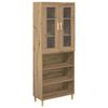 vidaXL Highboard Artisan Egetr&aelig; 69,5 x 34 x 180 cm Ingeni&oslash;rtr&aelig; og glas