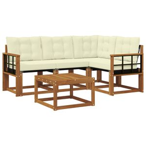 vidaXL Udend&oslash;rs sofagruppe med pude 5 pcs Naturlig og Fl&oslash;de