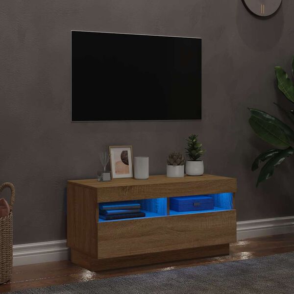 vidaXL tv-bord med LED-lys 80x35x40 cm sonoma-eg