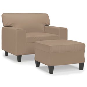 vidaXL sofastol med fodskammel 60 cm kunstl&aelig;der Cappuccino