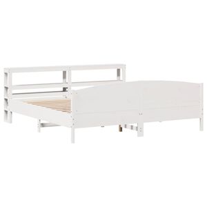 vidaXL sengeramme uden madras 200x200 cm massivt fyrretr&aelig; hvid
