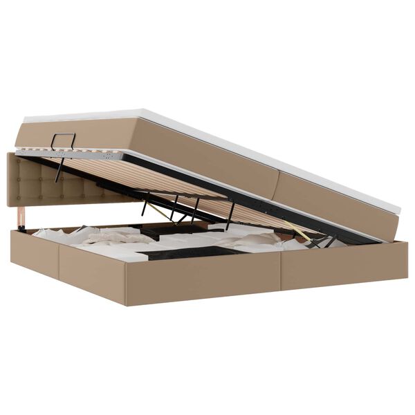 vidaXL Seng med opbevaring og madras Cappuccino 200 x 200 cm