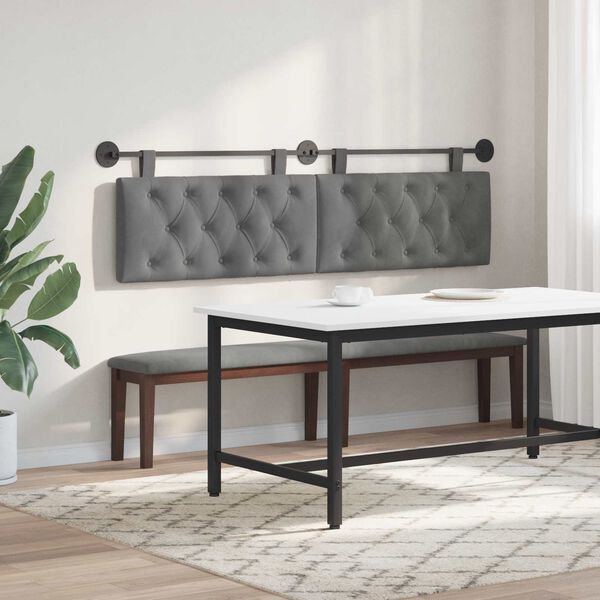 vidaXL H&aelig;ngende Hovedgavl V&aelig;gmonteret M&oslash;rkegr&aring; 190 x 55 x 7 cm Fl&oslash;jl