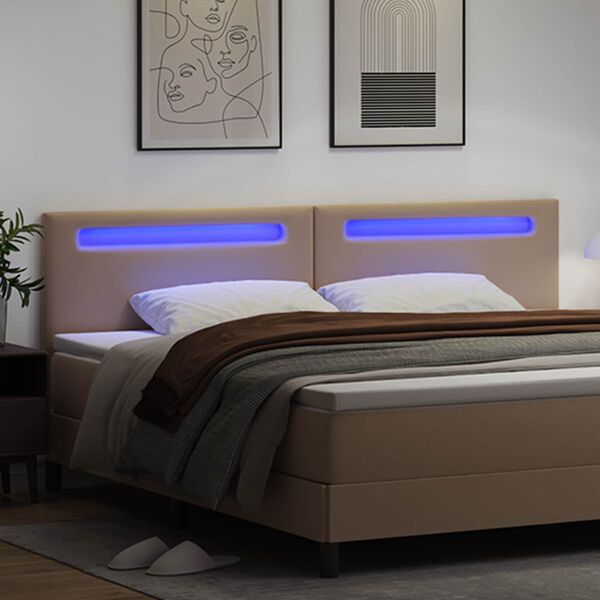 vidaXL LED sengegavl Cappuccino 200 cm Faux l&aelig;der
