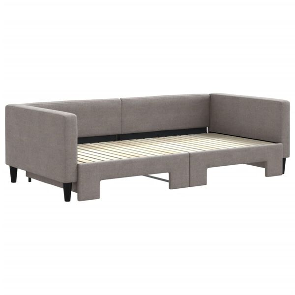 vidaXL daybed med udtr&aelig;k 100x200 cm stof gr&aring;brun